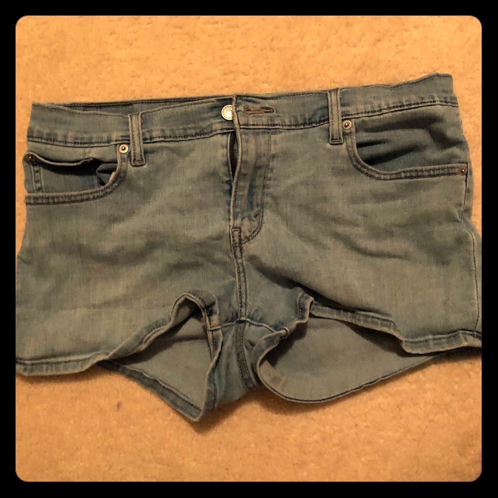 Light blue denim shorts